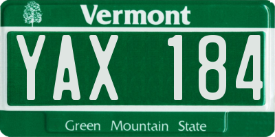 VT license plate YAX184