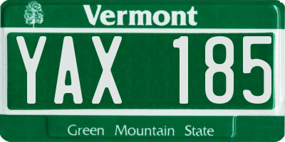 VT license plate YAX185