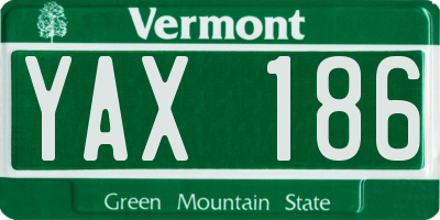 VT license plate YAX186