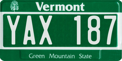 VT license plate YAX187
