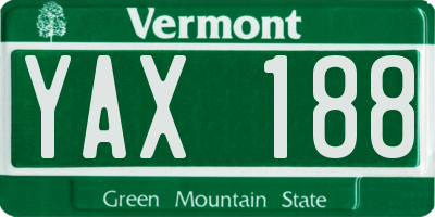 VT license plate YAX188