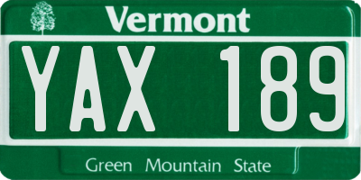 VT license plate YAX189