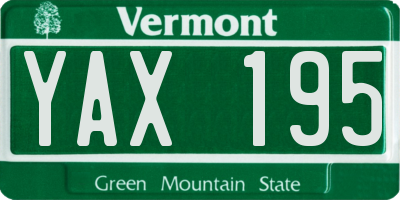 VT license plate YAX195