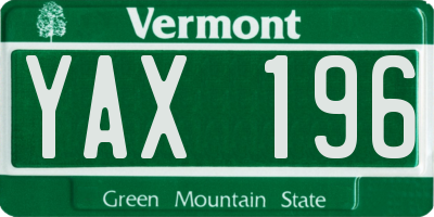 VT license plate YAX196