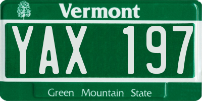 VT license plate YAX197