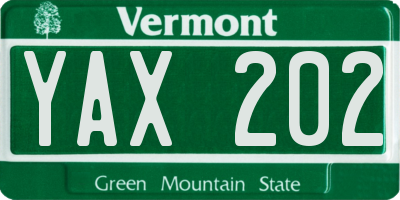 VT license plate YAX202