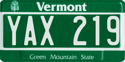 VT license plate YAX219