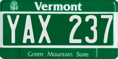VT license plate YAX237