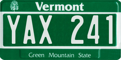 VT license plate YAX241
