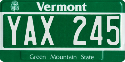 VT license plate YAX245