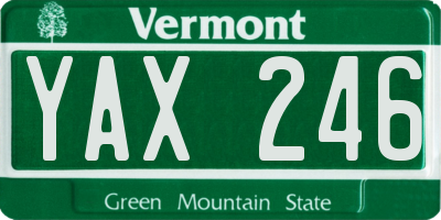 VT license plate YAX246