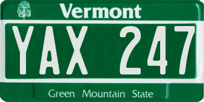 VT license plate YAX247