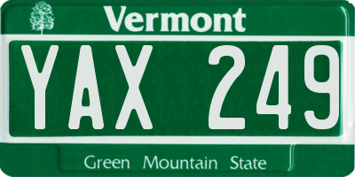 VT license plate YAX249