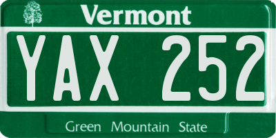 VT license plate YAX252