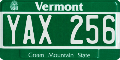 VT license plate YAX256