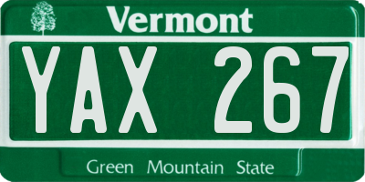 VT license plate YAX267