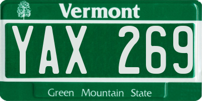 VT license plate YAX269