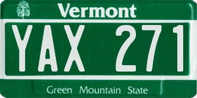 VT license plate YAX271