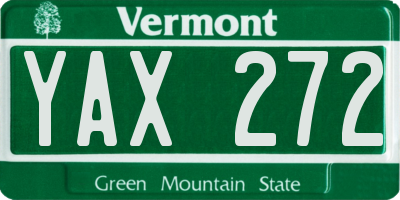 VT license plate YAX272