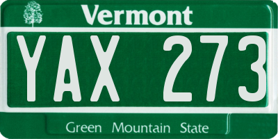 VT license plate YAX273