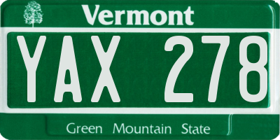 VT license plate YAX278