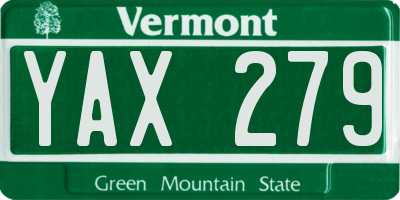 VT license plate YAX279