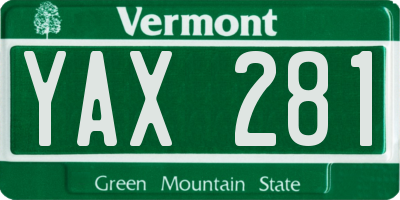VT license plate YAX281