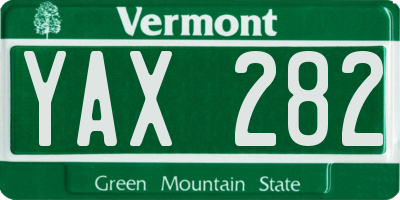 VT license plate YAX282