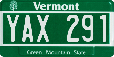 VT license plate YAX291