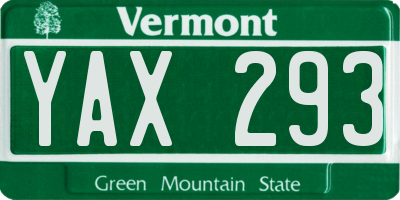 VT license plate YAX293