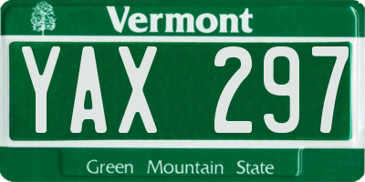 VT license plate YAX297