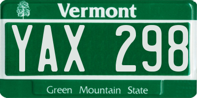 VT license plate YAX298