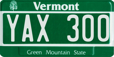 VT license plate YAX300