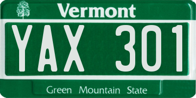 VT license plate YAX301