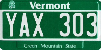VT license plate YAX303