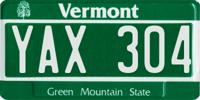 VT license plate YAX304