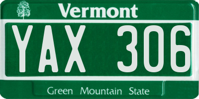 VT license plate YAX306