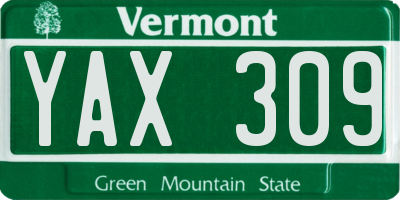 VT license plate YAX309