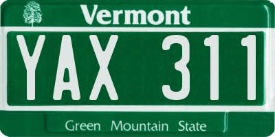 VT license plate YAX311