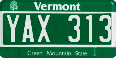 VT license plate YAX313