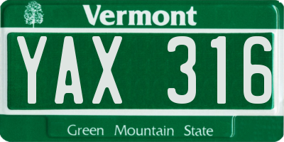VT license plate YAX316