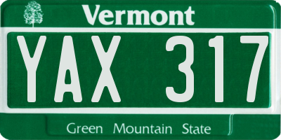 VT license plate YAX317