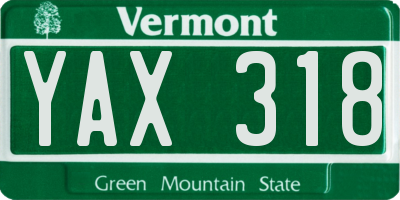 VT license plate YAX318