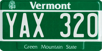VT license plate YAX320