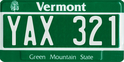 VT license plate YAX321