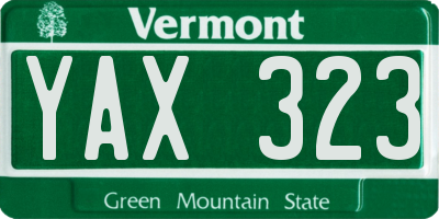 VT license plate YAX323