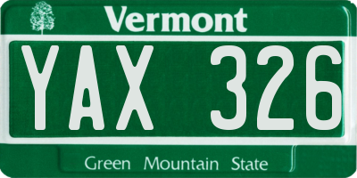 VT license plate YAX326