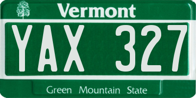 VT license plate YAX327