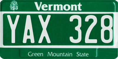 VT license plate YAX328