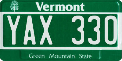 VT license plate YAX330